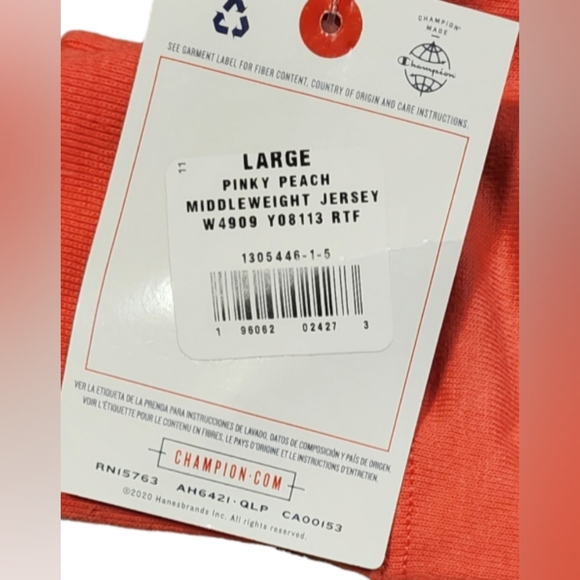 Champion Women's Middleweight Jersey Hoodie, Script Logo, Pinky Peach, L… - Picture 4 of 9